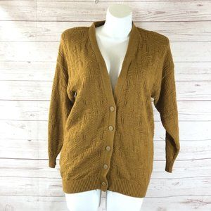 Vintage JP collection Womens XL Plus 18/20 Cardigan Gold Long Sleeve Sweater
